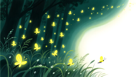 夏夜萤火虫梦幻治愈童年插画图表