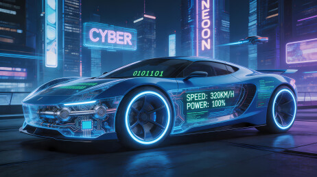 深蓝赛博跑车夜驰