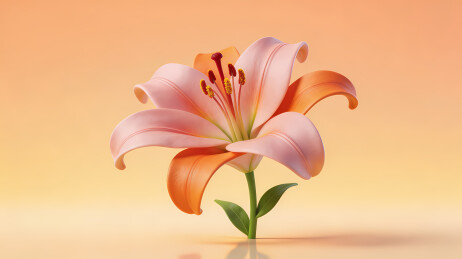 淡粉渐变百合花