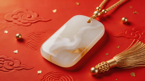 中式玉佩吊坠特写