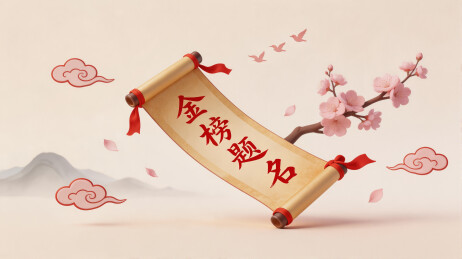 金榜题名卷轴插画
