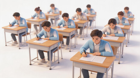 3D学生考场答题场景渲染图