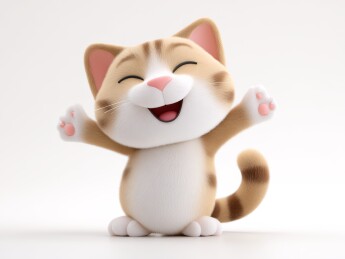 卡通猫咪开心挥手