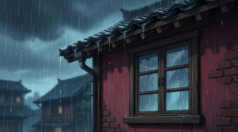 屋檐雨线卡通窗景