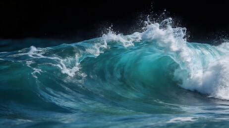 碧蓝海浪翻滚拍打