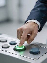 手按亮绿色按钮控制面板