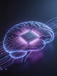 科技感大脑与电路结合图像