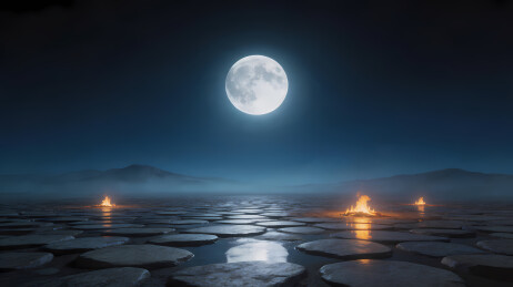 静谧夜空下的银月