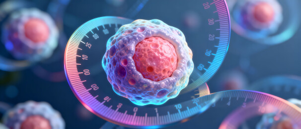 微观细胞与测量刻度的科学图像