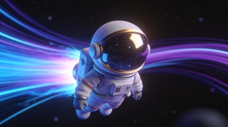 宇航员在宇宙中漂浮