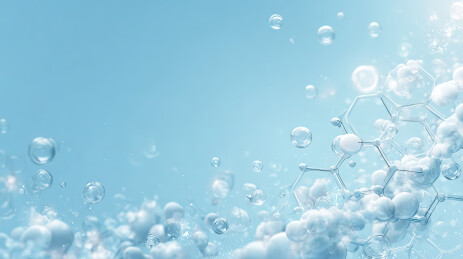 水泡与分子结构的蓝色背景