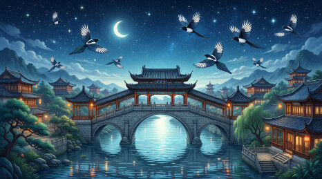 七夕星河夜空底