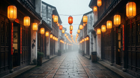 元宵灯笼街巷底