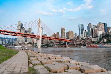 重庆江北嘴江滩公园朝天门洪崖洞江景城景