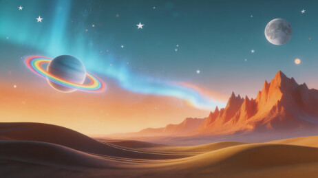 环状行星与荒漠星空
