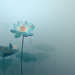 蓝绿雾莲东方极简   
