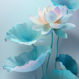 蓝绿雾莲东方极简   