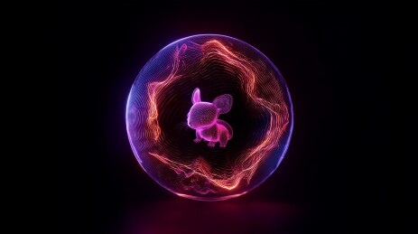 科幻发光全息老鼠能量球体