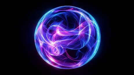 蓝紫炫彩发光等离子能量球体