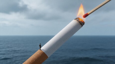 海上巨型香烟与点火人影