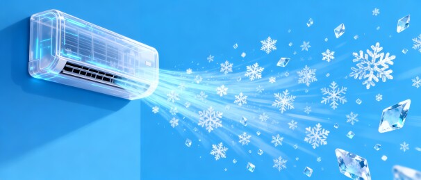 空调制冷雪花冰块蓝色场景