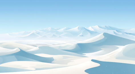 雪原与雪山的宁静景象
