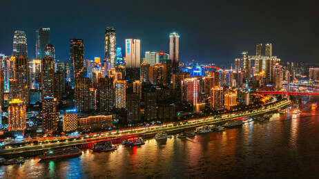 重庆朝天门东水门大桥城市夜景江景风光