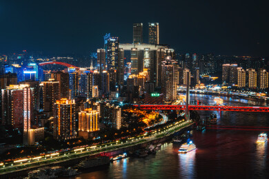 重庆朝天门东水门大桥城市夜景江景风光