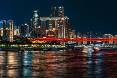 重庆朝天门东水门大桥城市夜景江景风光