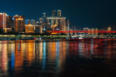重庆朝天门城市夜景江景风光