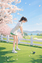 春日果岭挥杆