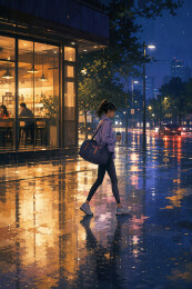 雨夜训练归途女性