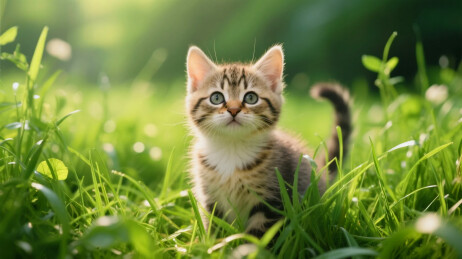 草丛中的可爱猫咪
