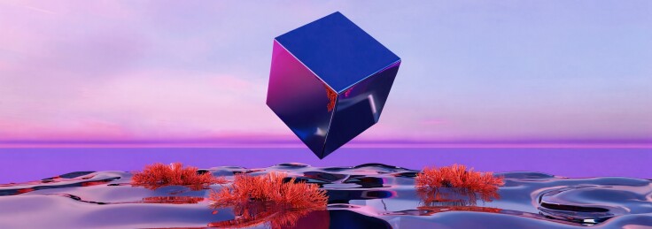 幻彩海面悬浮金属方块
