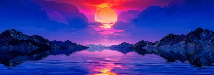 幻彩山湖落日盛景