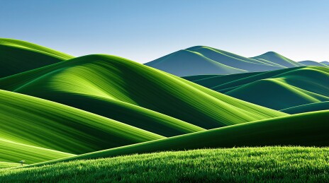 翠绿山丘起伏连绵景色