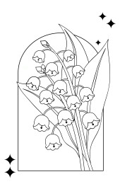 铃兰花白描图案