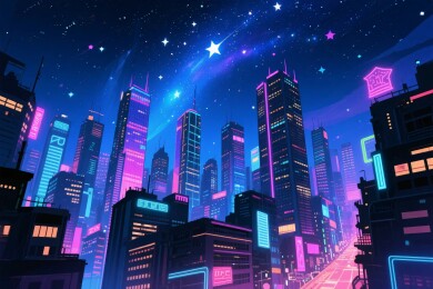 赛博朋克城市夜景
