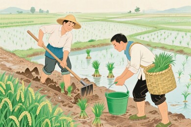 田园农耕劳作插画