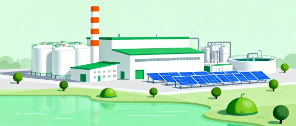 光伏工厂卡通绿色能源场景