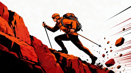 登山人物潮流插画
