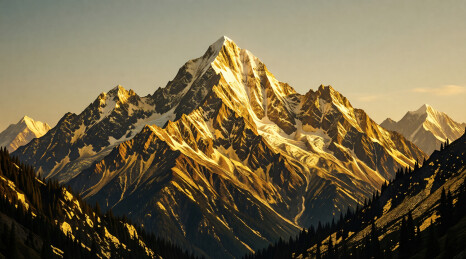 金箔微光山水插画