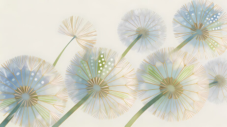 淡蓝米白蒲公英绒球