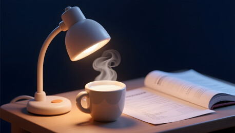 中考冲刺深夜台灯热牛奶备考图
