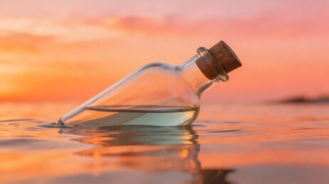 漂流瓶夕阳海面