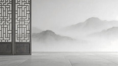 中式格栅屏风静物背景