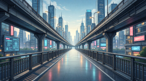赛博天桥俯瞰背景