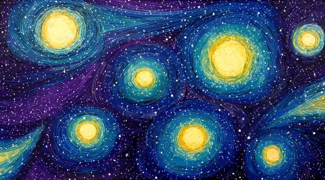 梵高风格梦幻星空