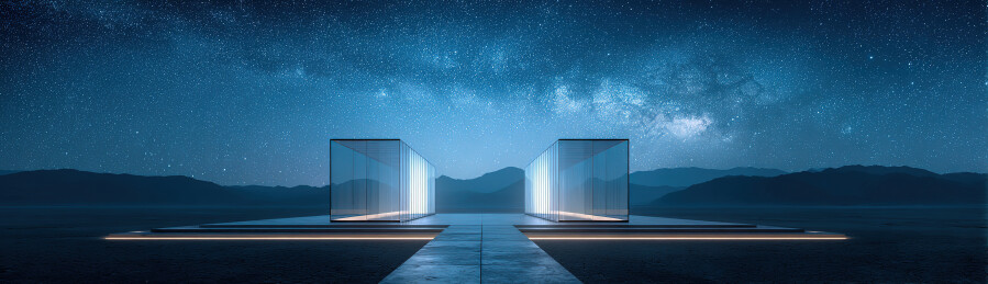 星空下的双门通道