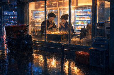 雨夜便利店小吃